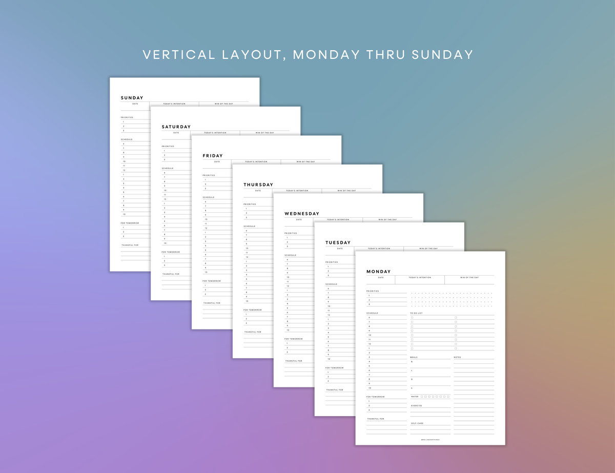 Daily Schedule Printable (Letter, A4)