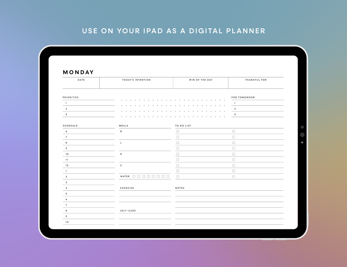 Daily Schedule Printable (Letter, A4)
