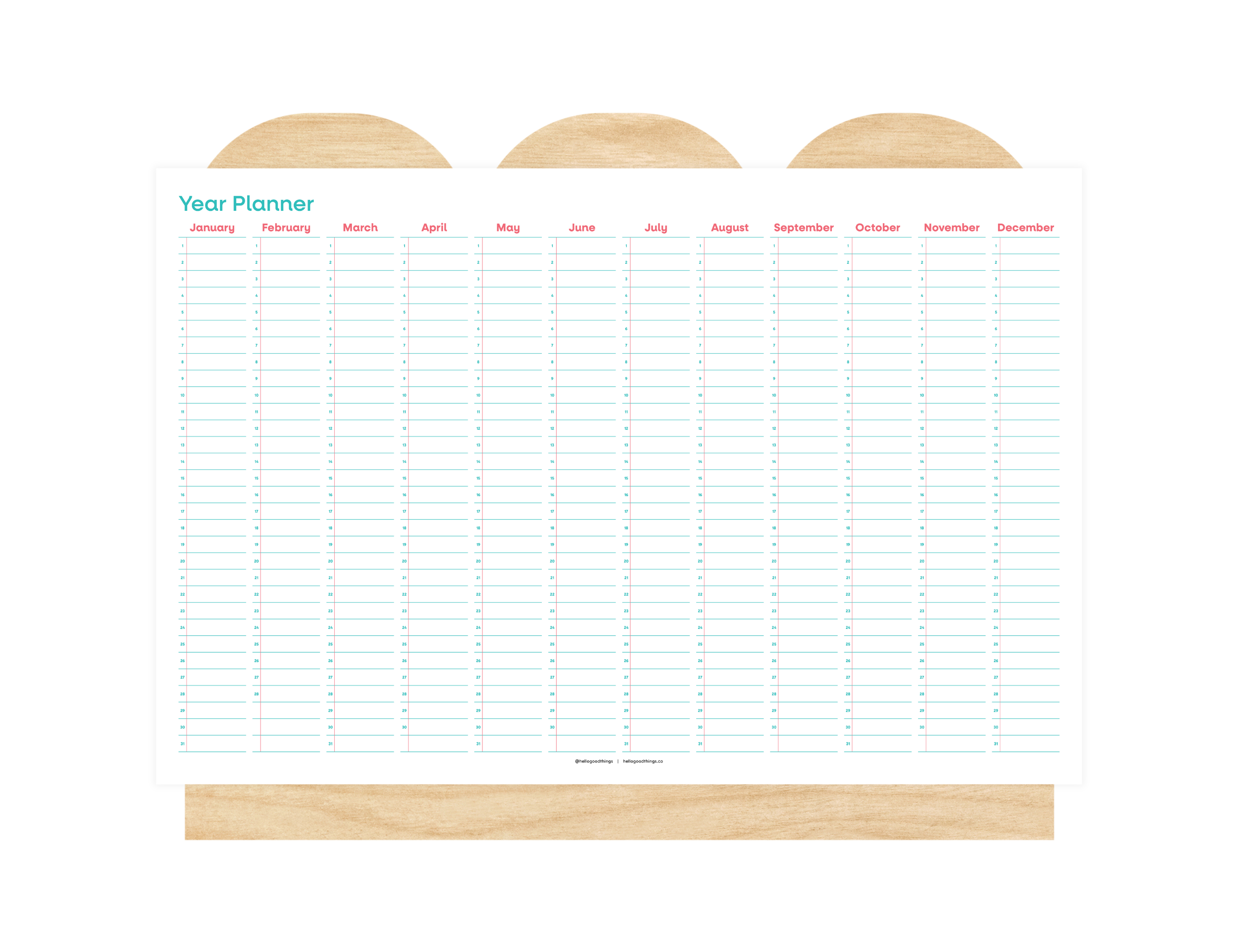 Undated Wall Poster Calendar - Year Planner