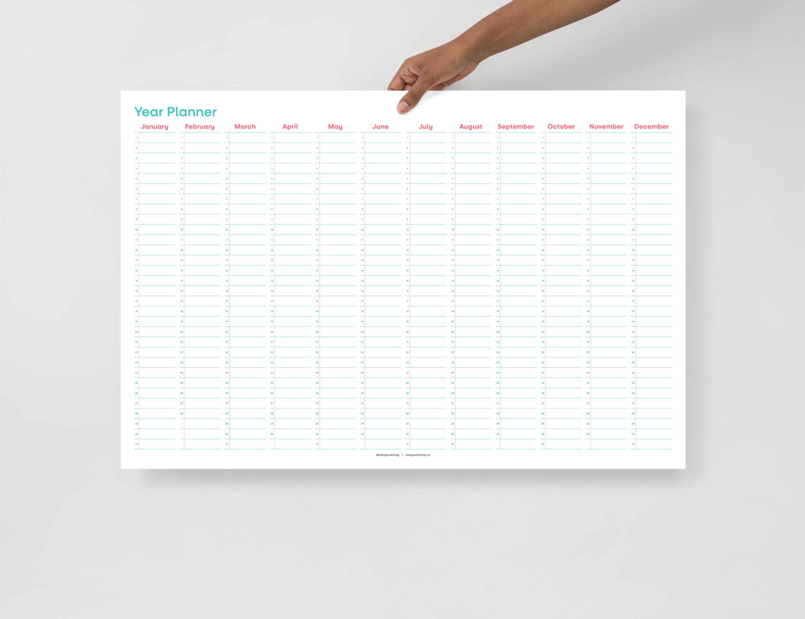 Undated Wall Poster Calendar - Year Planner