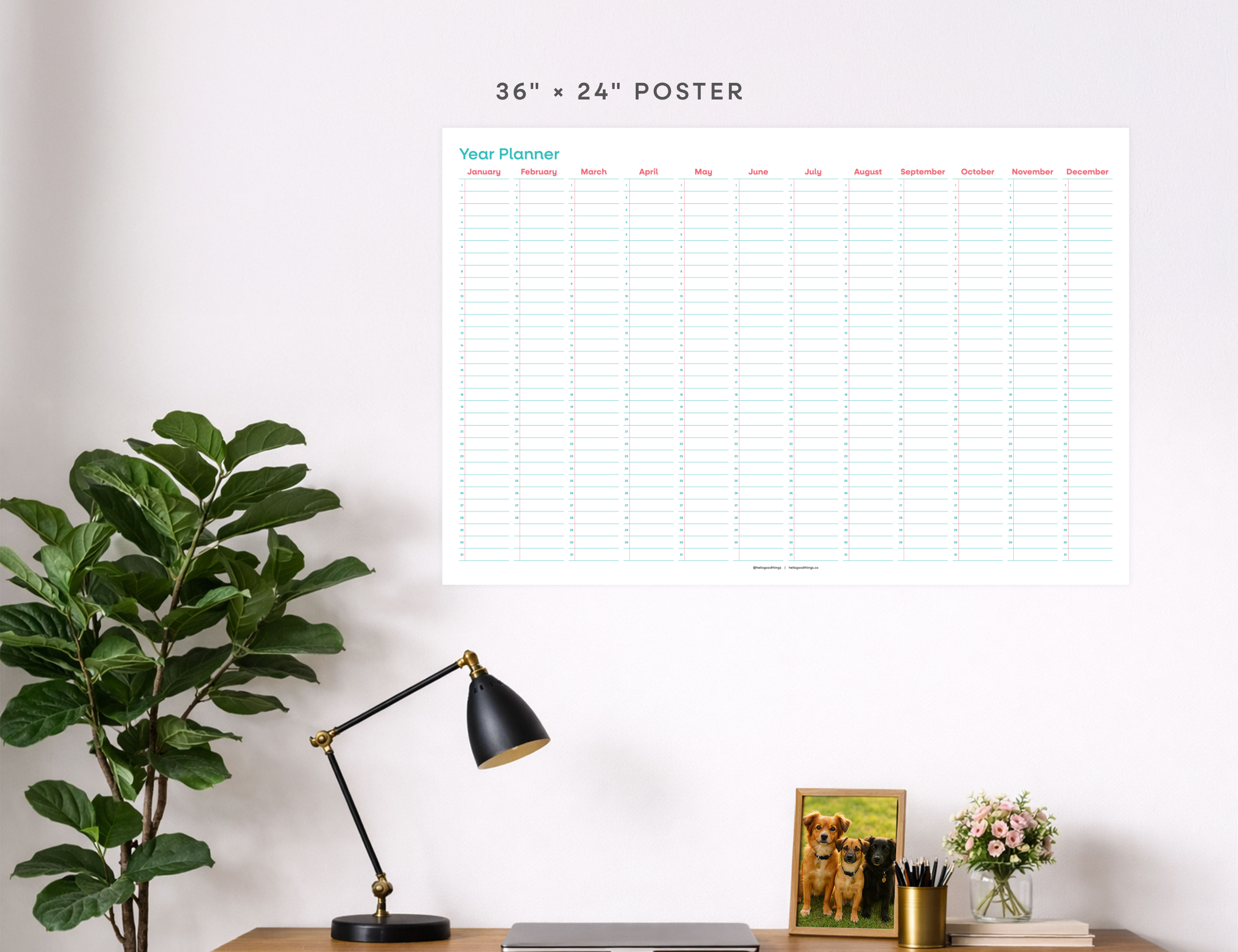 Undated Wall Poster Calendar - Year Planner