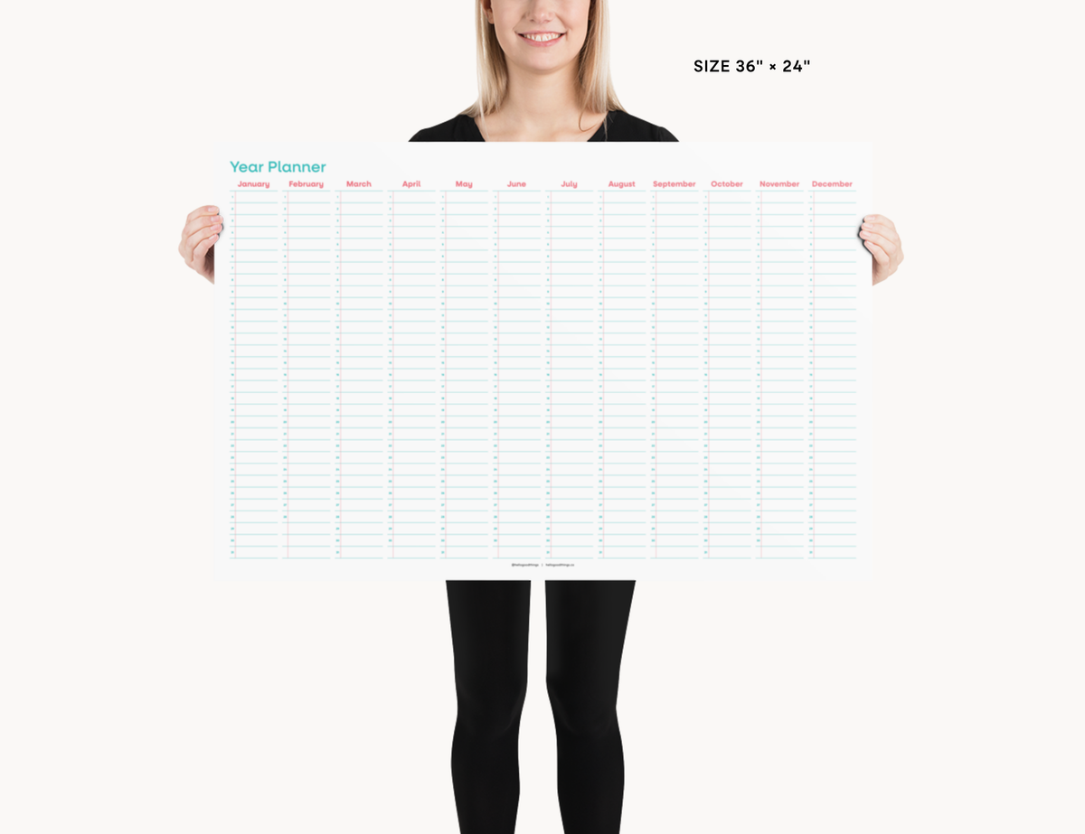 Undated Wall Poster Calendar - Year Planner