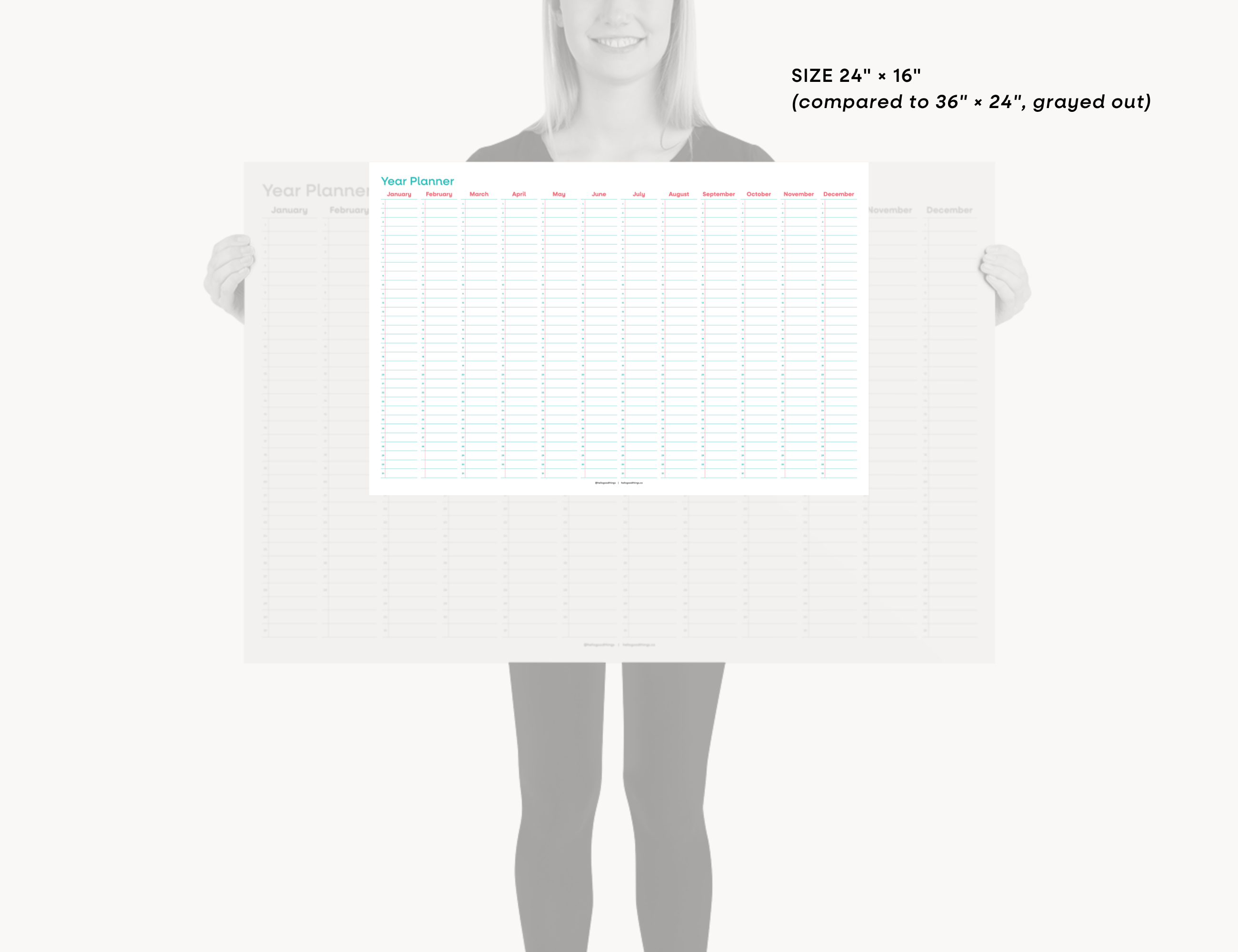 Undated Wall Poster Calendar - Year Planner