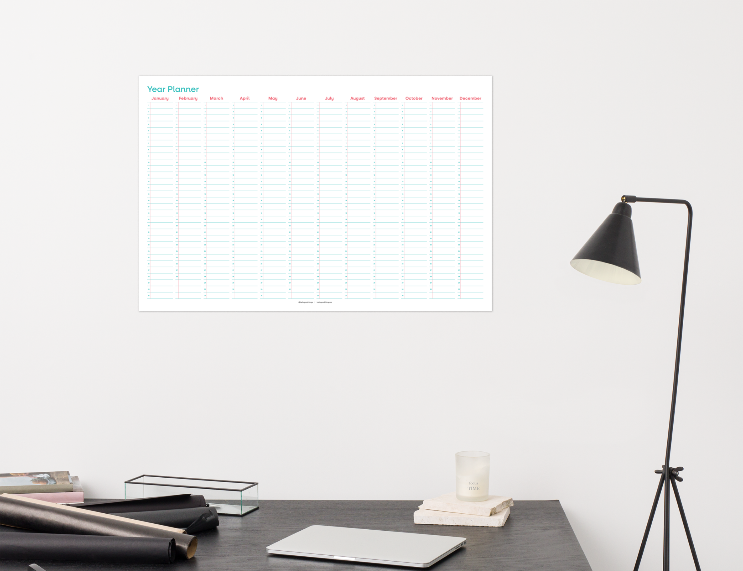 Undated Wall Poster Calendar - Year Planner