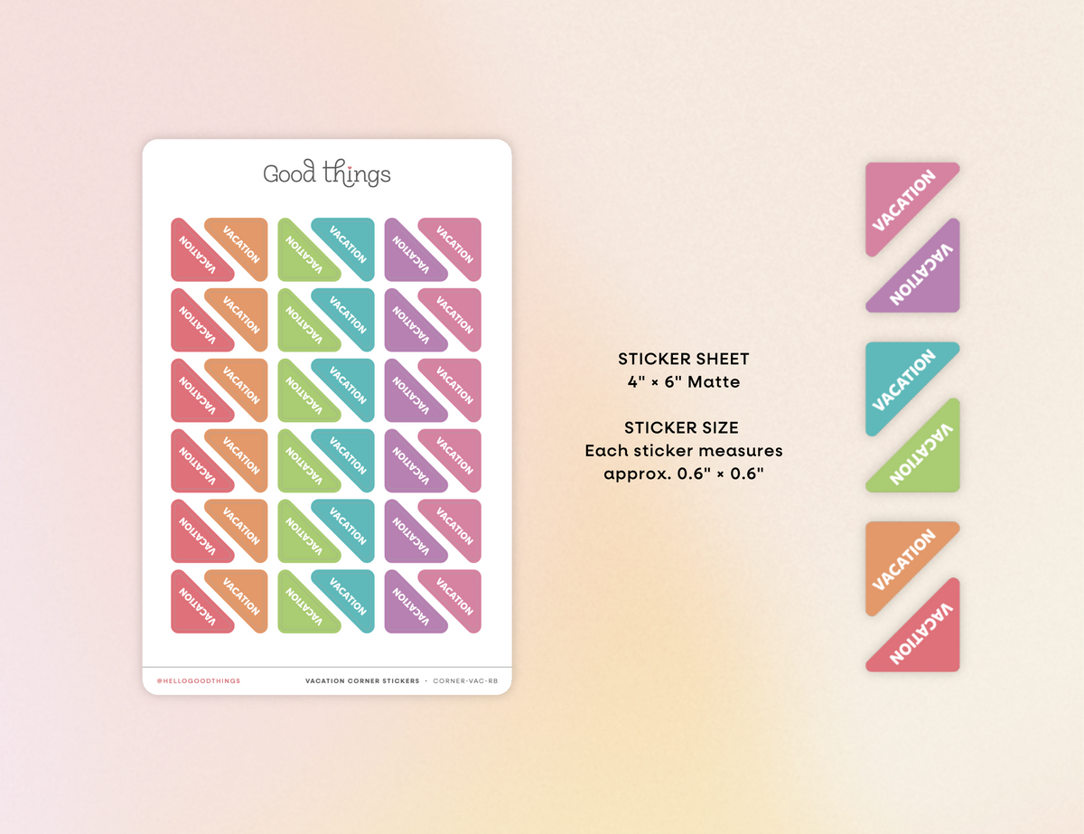 Vacation Corner Calendar Planner Stickers