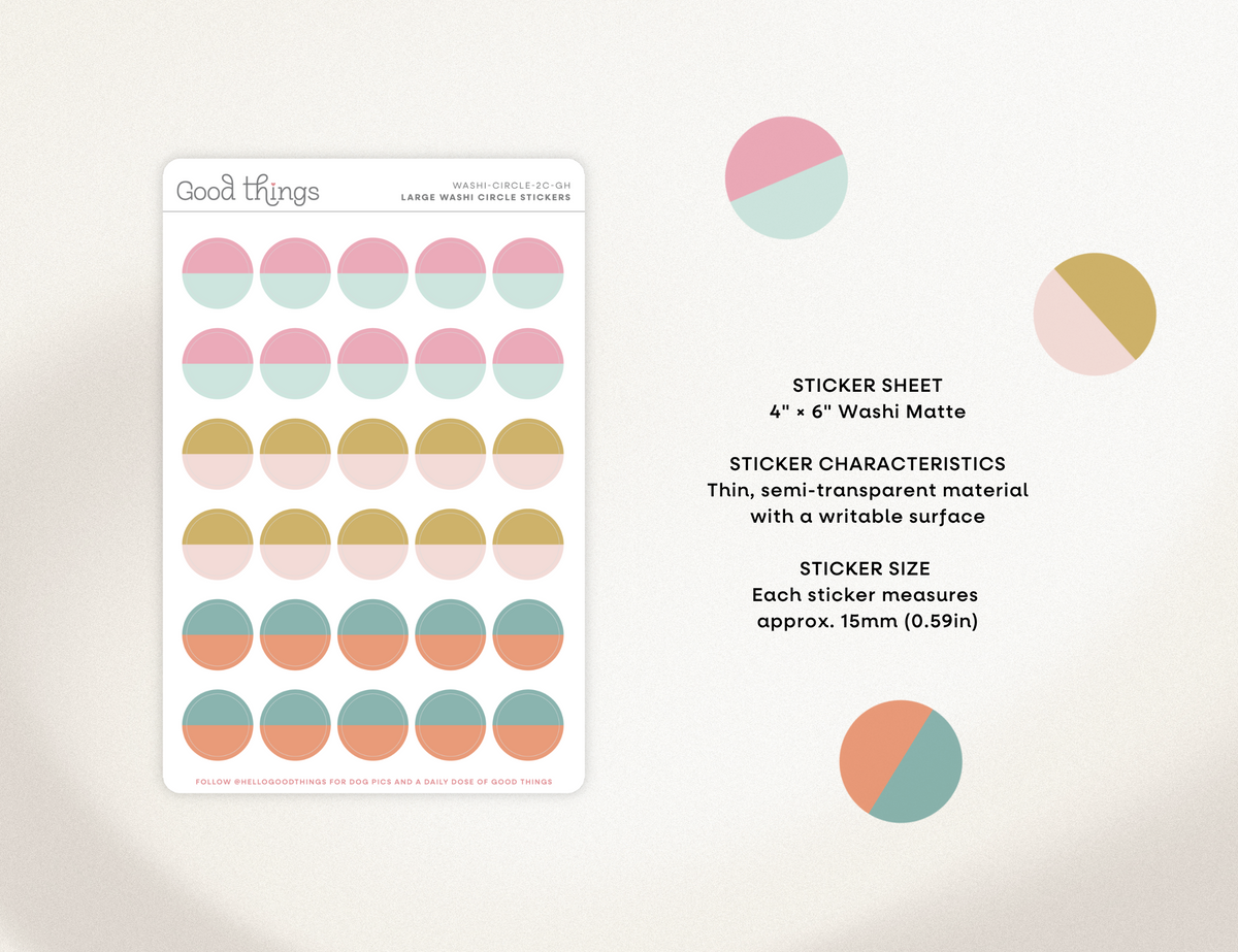 Two-Tone Circle Washi Stickers