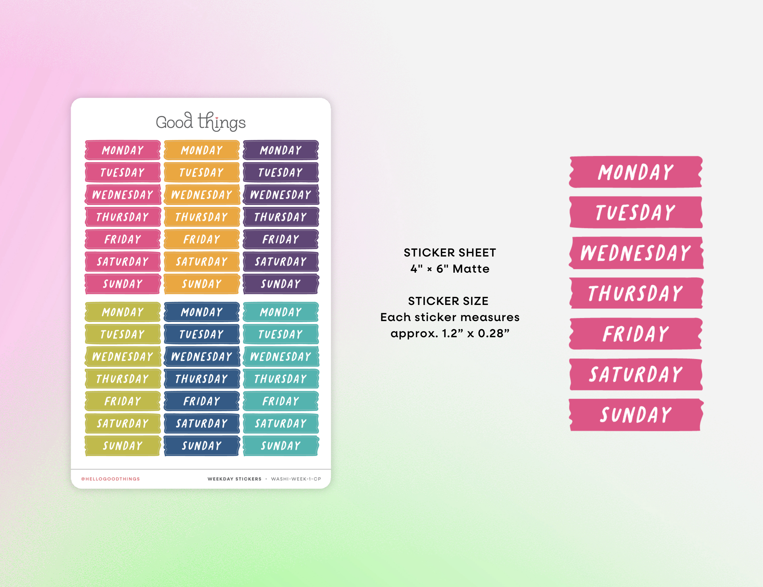 Weekday Washi Stickers