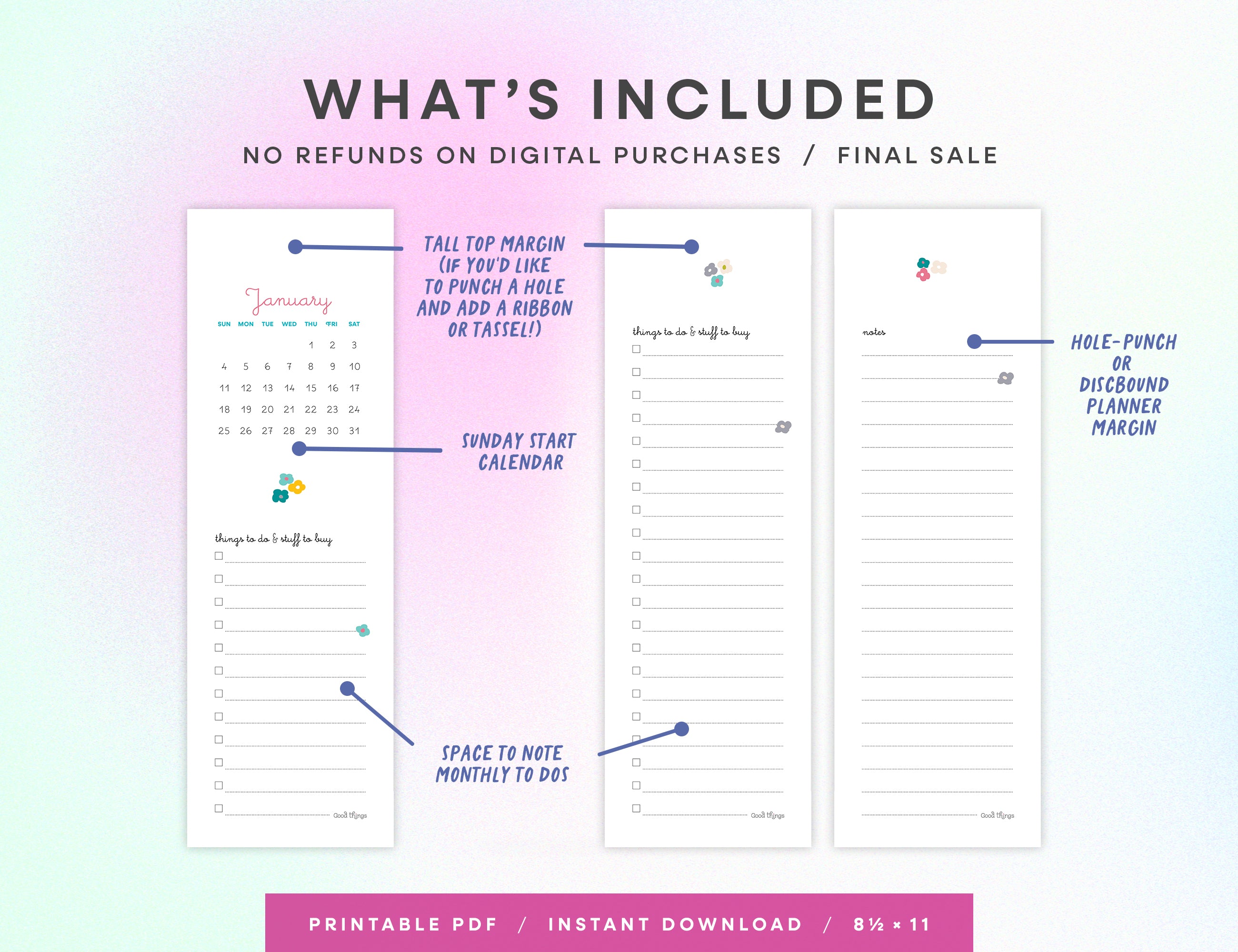 2026 Bookmark Calendar Printable (Letter)