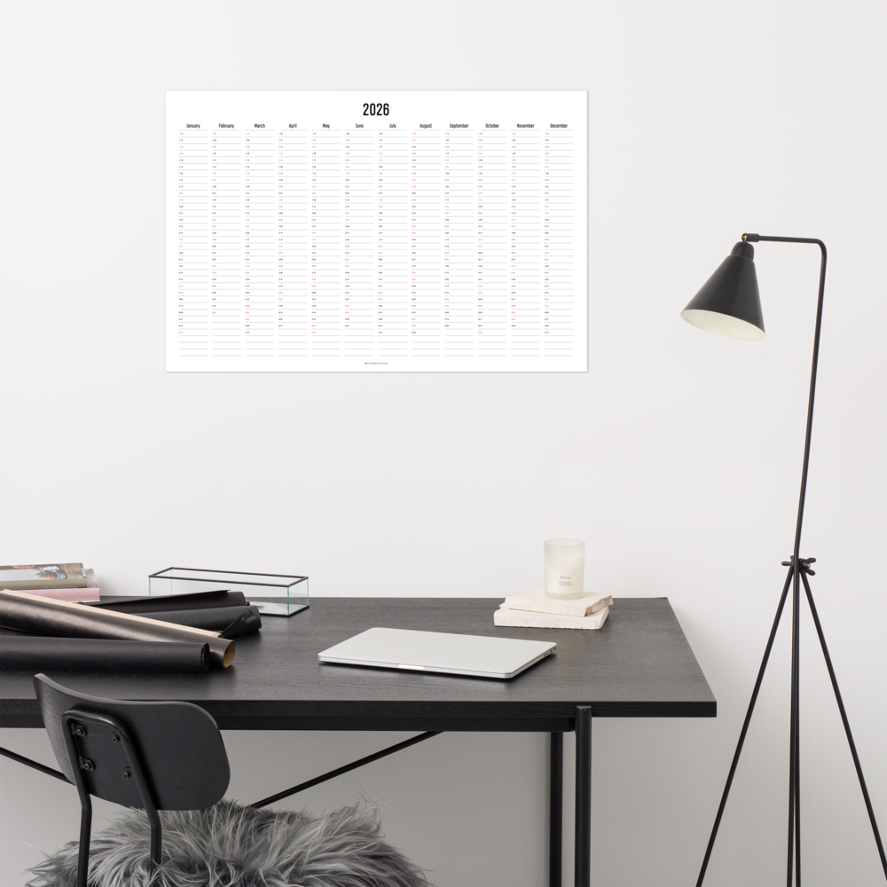 2026 Wall Poster Calendar - Line by Line