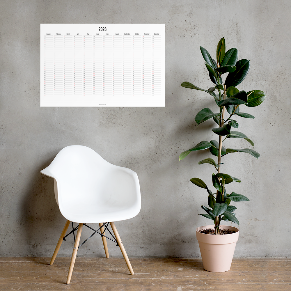 2026 Wall Poster Calendar - Line by Line