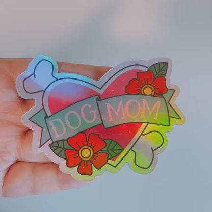 Dog Mom Holographic Vinyl Sticker