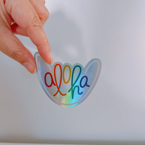 Aloha Shaka Holographic Vinyl Sticker